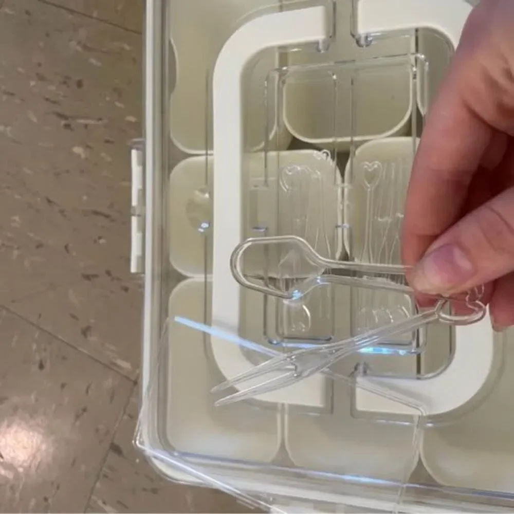 Portable Snackle Bento Box with 8 Compartments, Serving Picks, Lid, and Handles